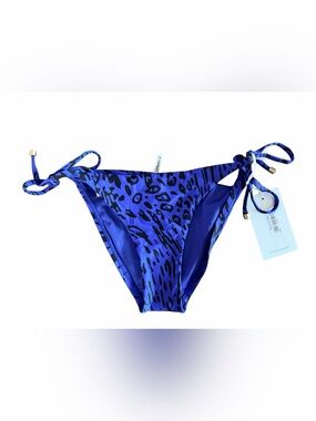 Vitamin A Ellie Royal Blue Leopard Print Tie-Side Bikini Bottom